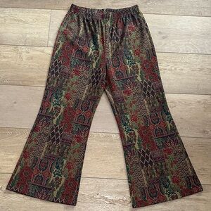 ELASTIC WAIST RETRO AZTEC FLARED TROUSERS, Size XL